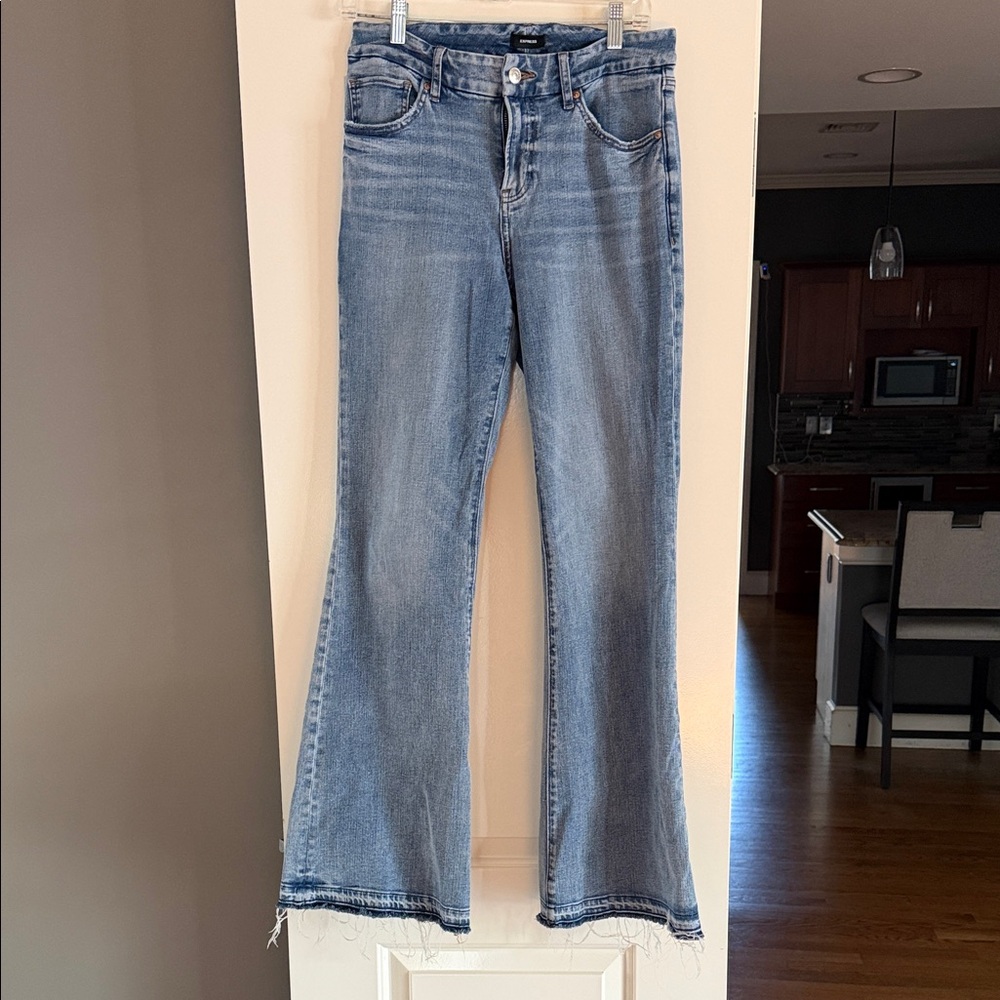 Express Light Blue Flare Jeans for Women